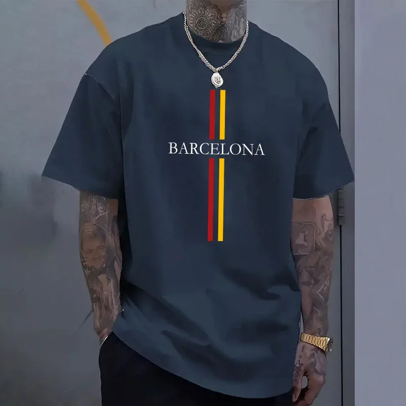 Home Barcelona - Camiseta Masculina de Algodão Barcelona Primavera