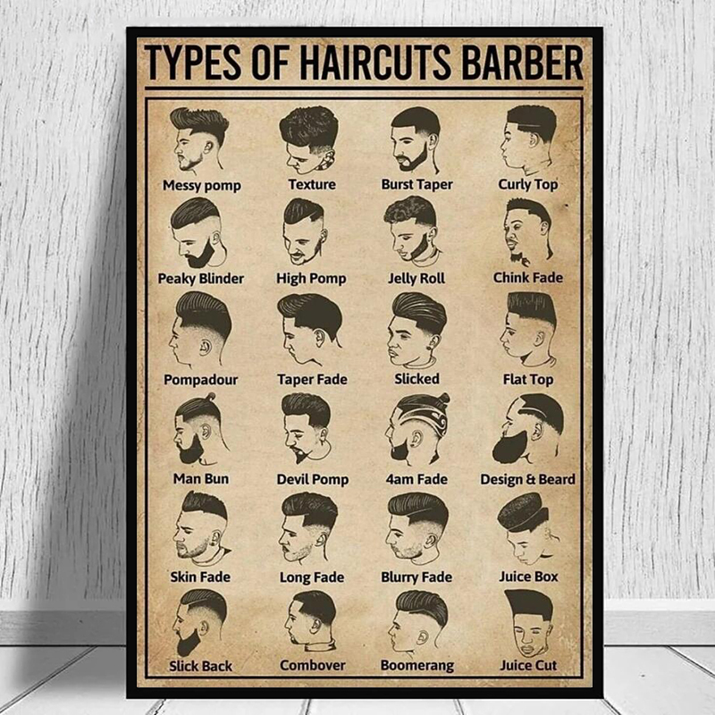 Home Barber - Pôster de barbeiro com tipos de