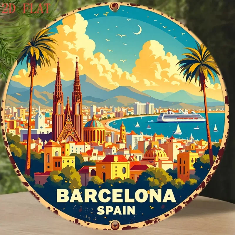 Placa de Metal Redonda 2D de 8 - Home Barcelona avaliação e preço