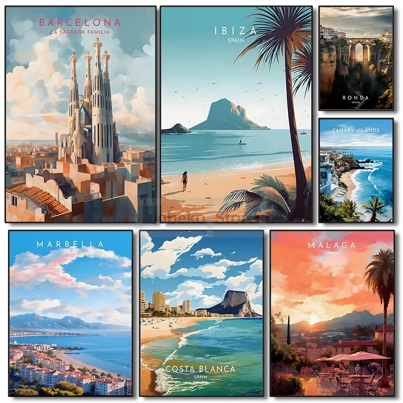 Pôster de viagem espanha, barc - Home Barcelona avaliação e preço